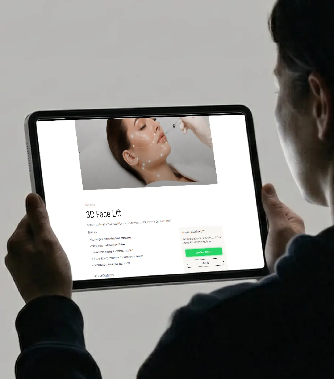 DIVA Clinic — tablet in-hand website application