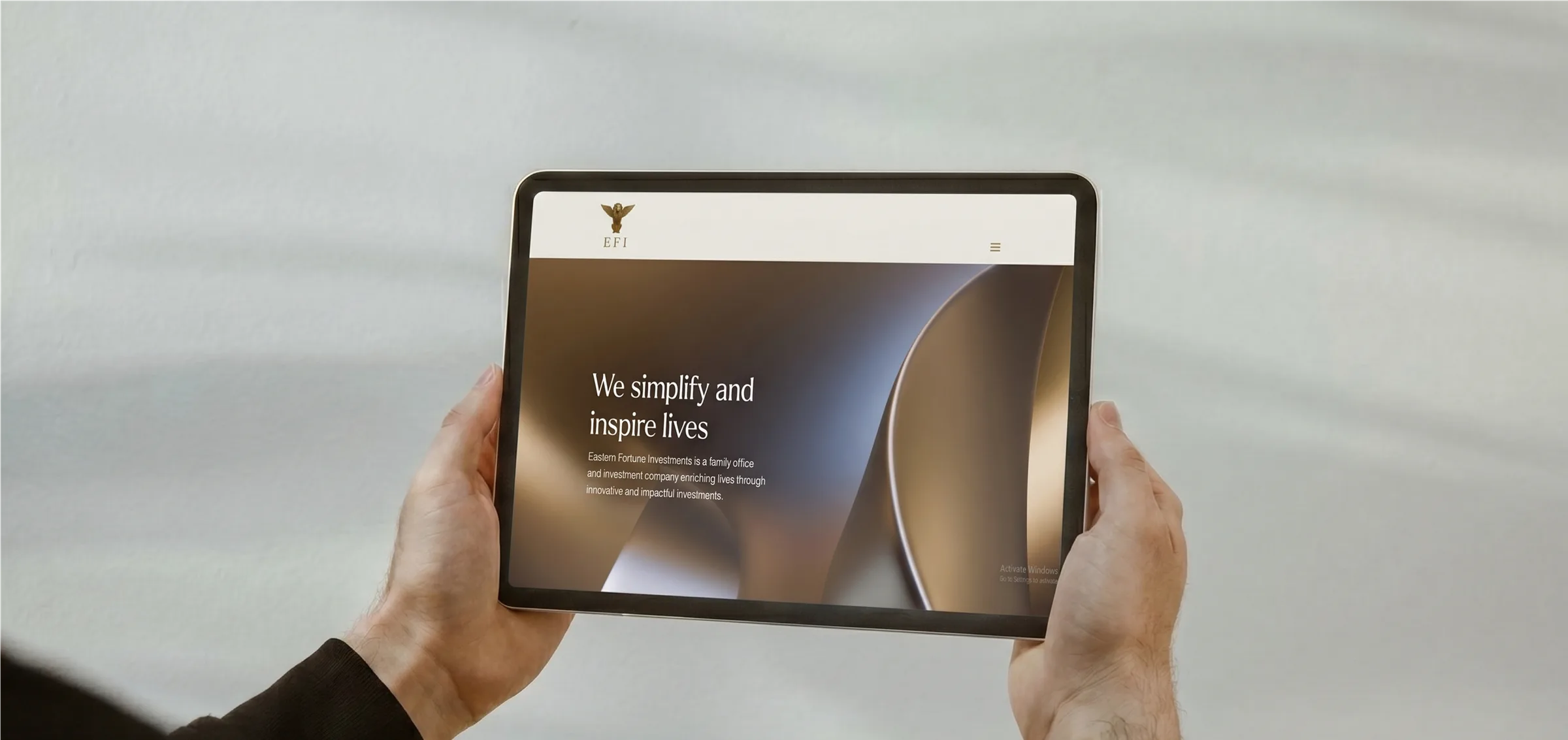 EFI homepage hero — We simplify and inspire lives