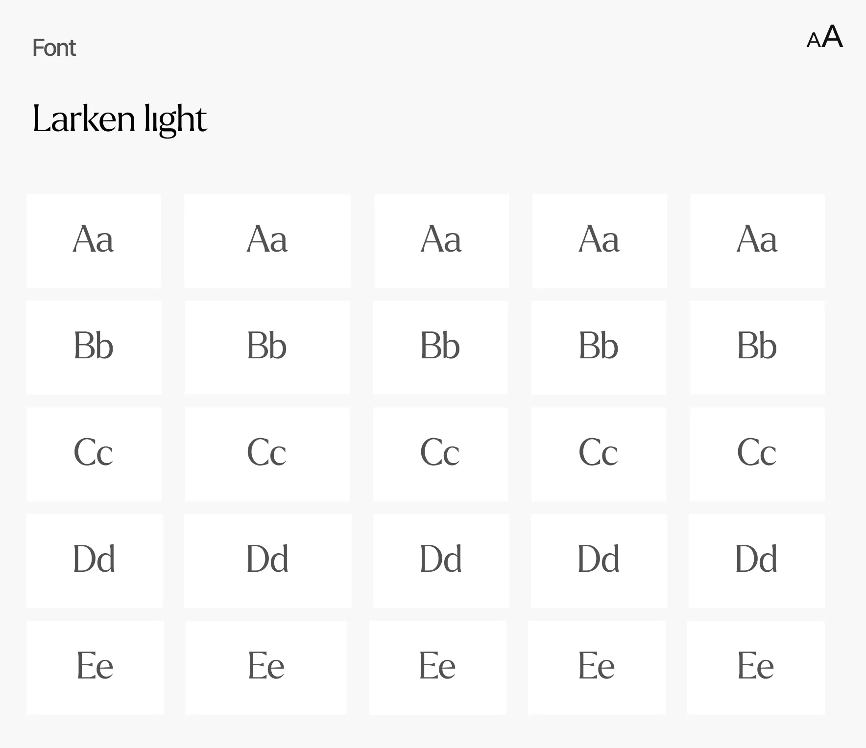 EFI typography — Larken light font weights