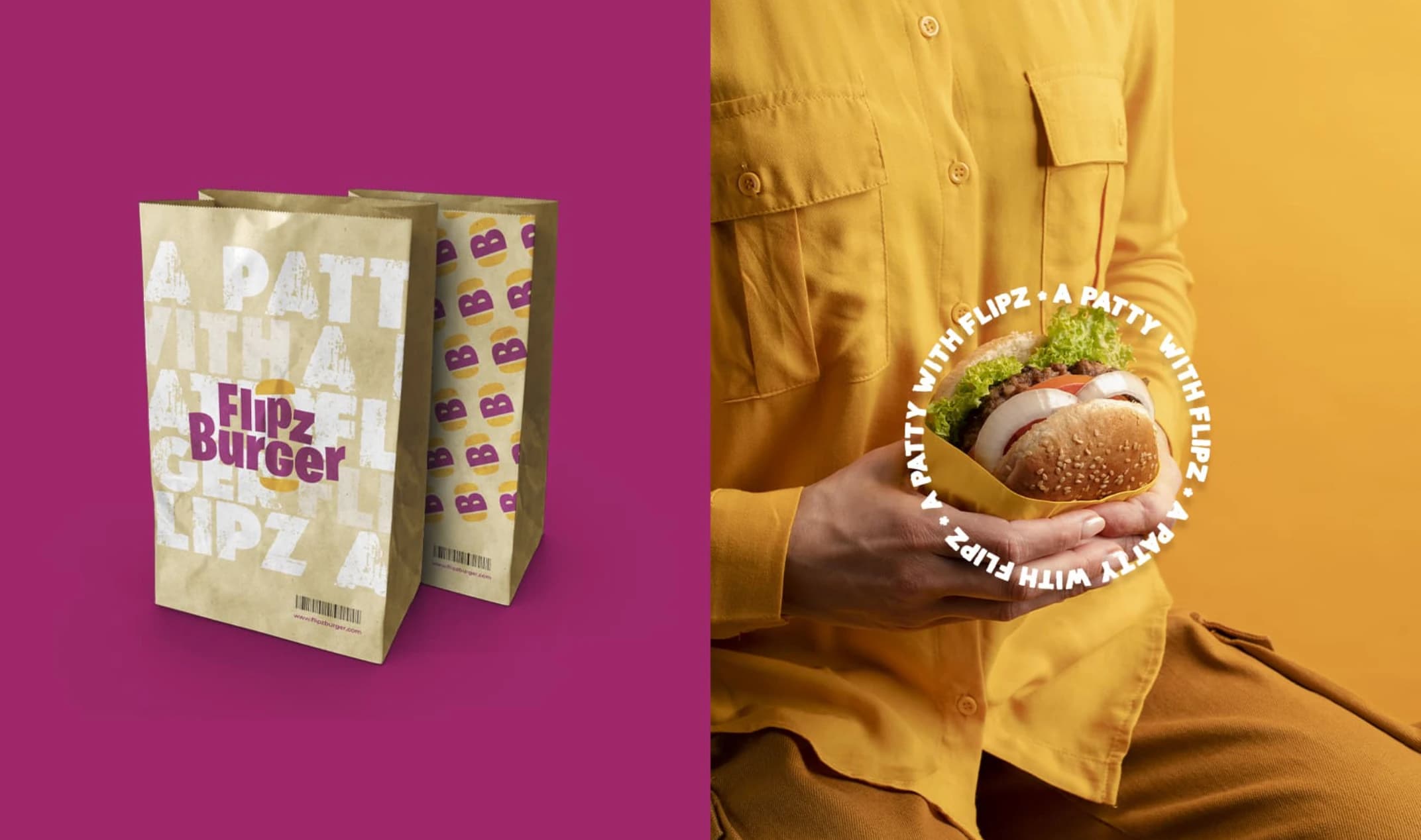 Flips Burger — paper bags & lifestyle