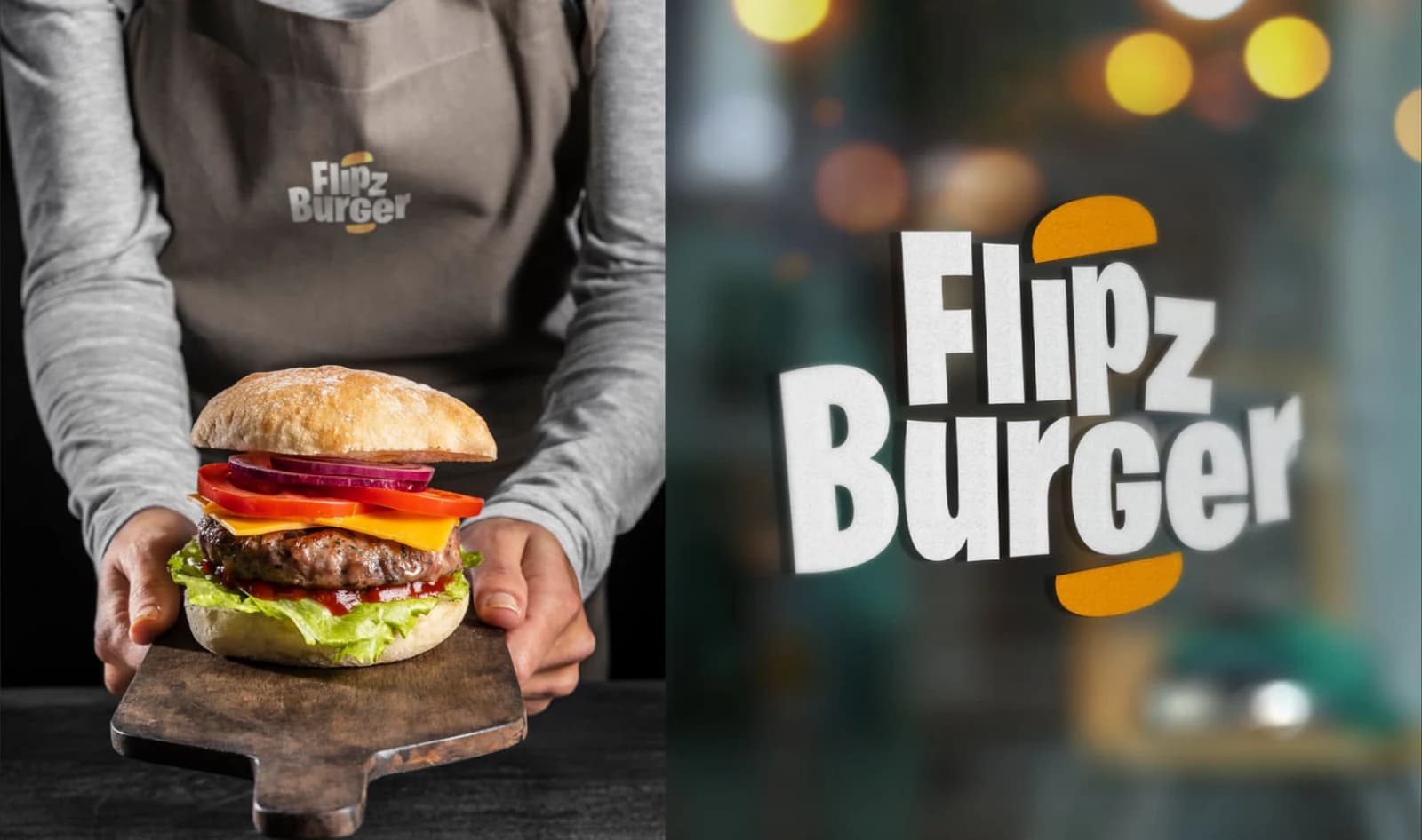 Flips Burger — logo glass application