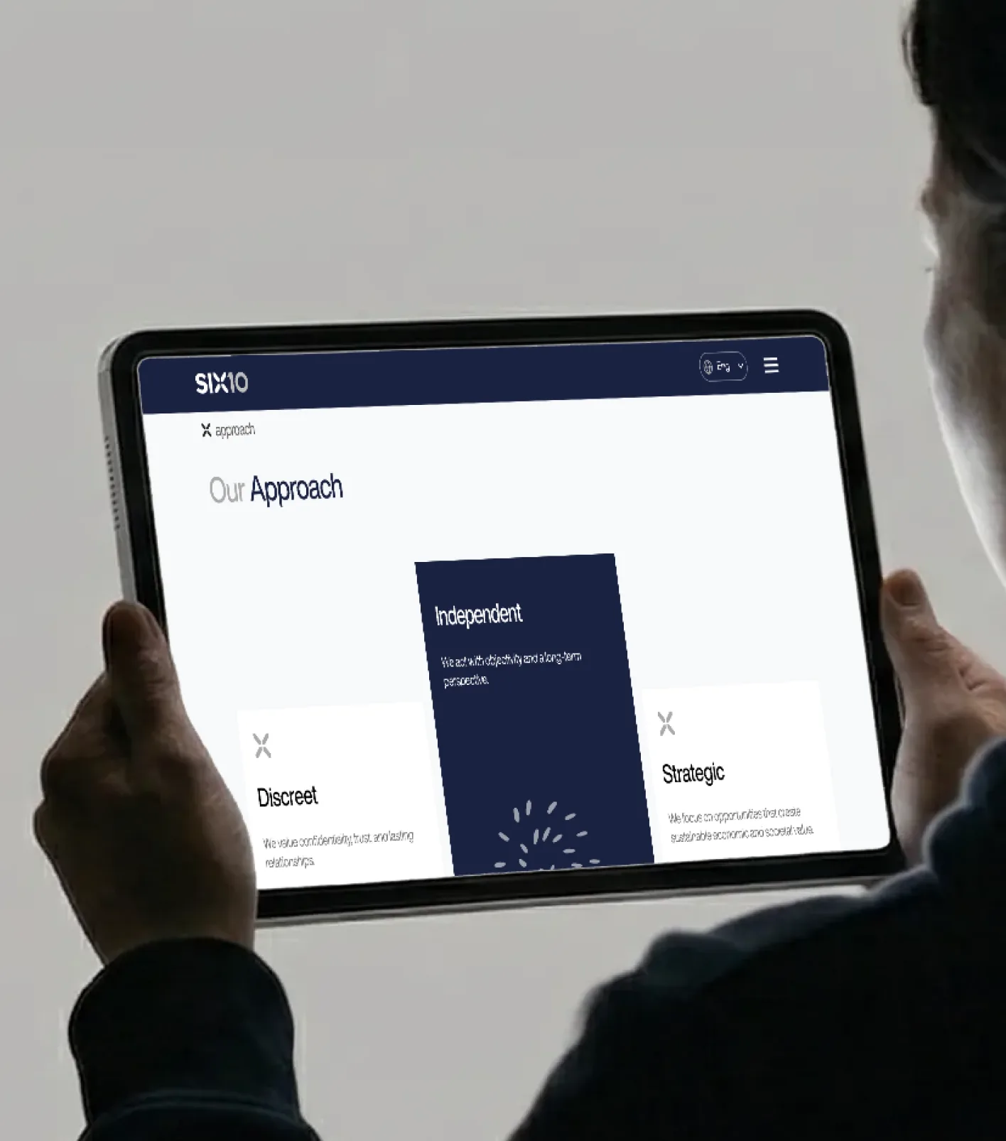SIX10 — tablet mobile dashboard in hand