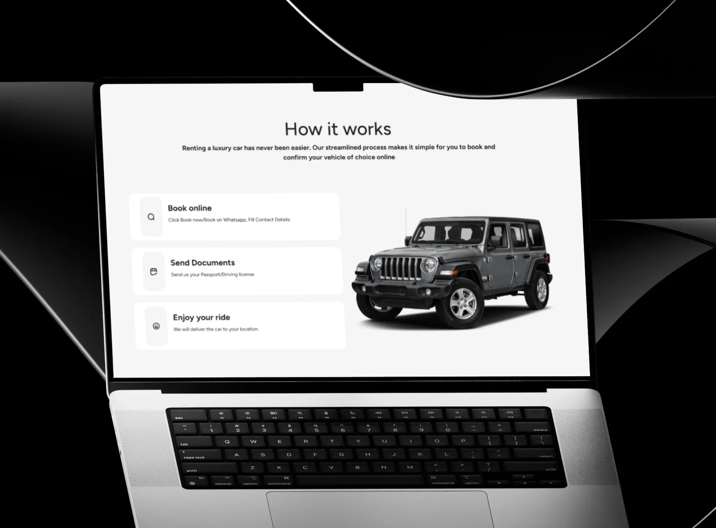 Speedy Machine media — How it works laptop mockup