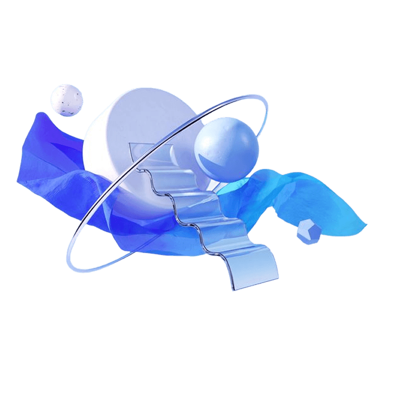 Abstract 3D shapes representing digital strategy and structure